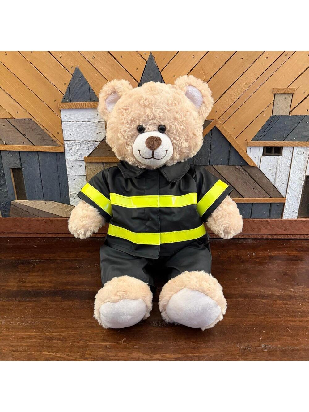 Build-A-Bear Happy Hugs Teddy Bear - 16" Plush with Firefighter Outfit